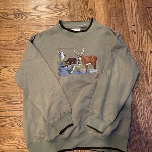 Olive Green Deer Embroidered Sweater
